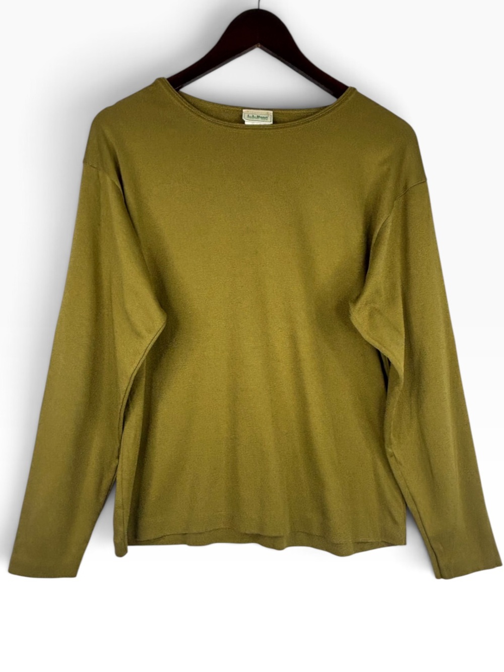 LL Bean Vintage 1991 Green Long Sleeve Cotton Crew Neck Shirt M